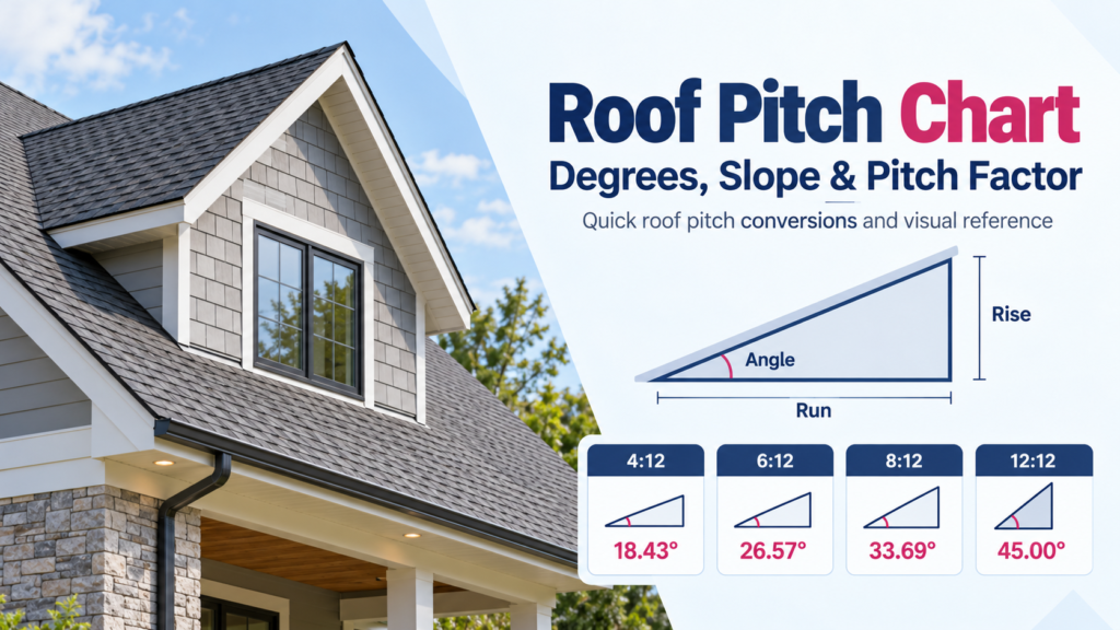 Roof Pitch Chart – Degrees, Slope & Pitch Factor