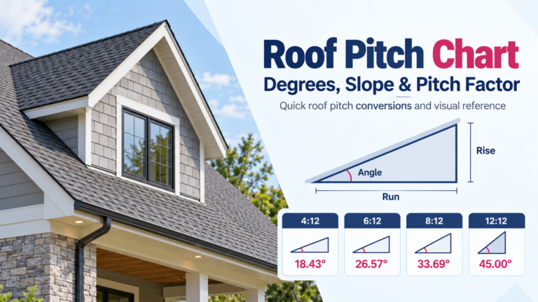 Roof Pitch Chart – Degrees, Slope & Pitch Factor